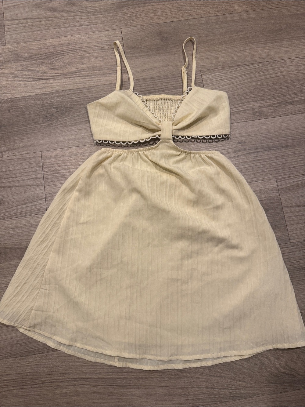 SHEIN Pale Yellow Front Cutout Mini Dress